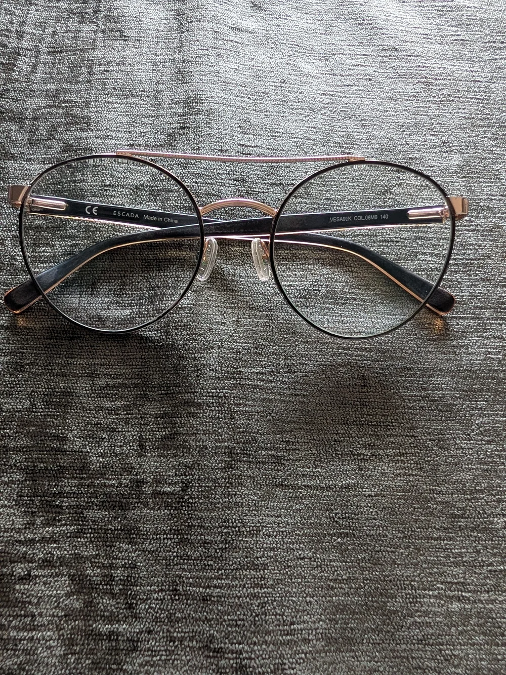 Escada Round Metal Glasses in Rose Gold and Black